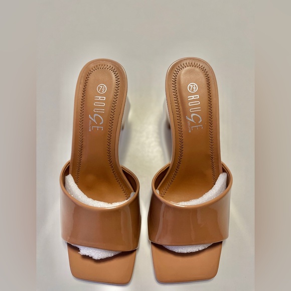 Rouge! Women’s Tan Bloqued heels, size 7.5 - Picture 4 of 9